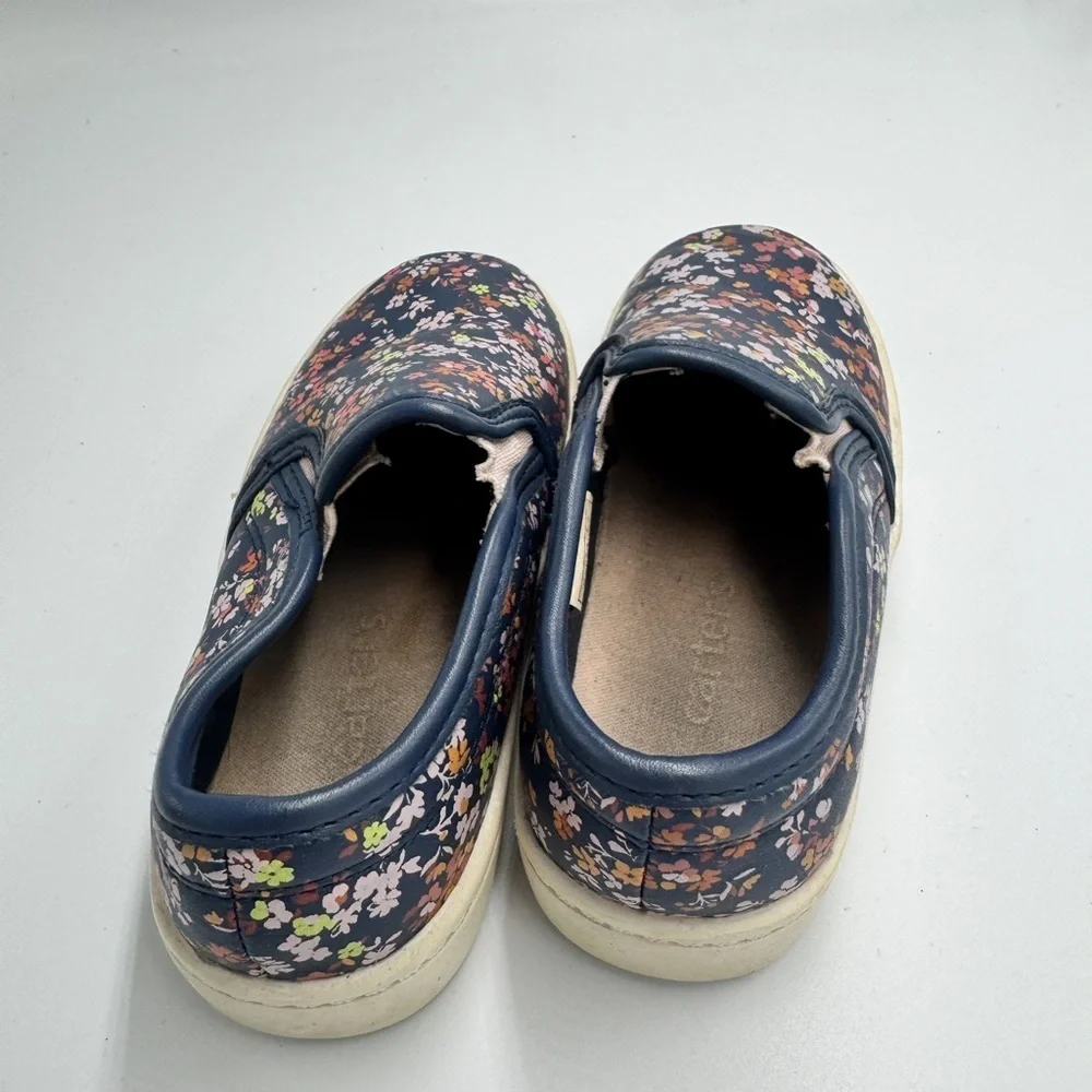 Carter's Toddler Girls 10M Navy Floral Slip-On Sneakers Shoes